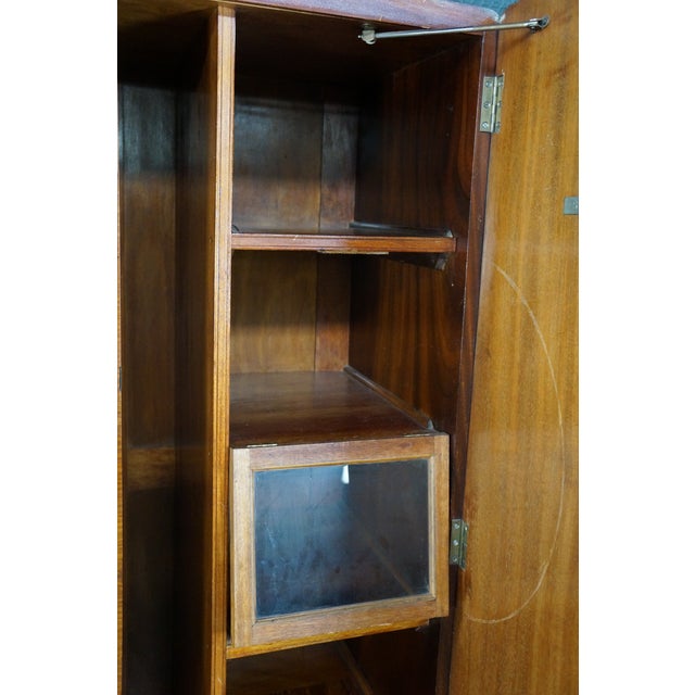 Antique English Art Deco Queen Anne Style Burr Walnut Armoire Wardrobe Closet For Sale - Image 11 of 18