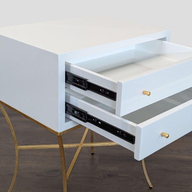 White Worlds Away Lacquer End Table/Nightstand For Sale - Image 8 of 8