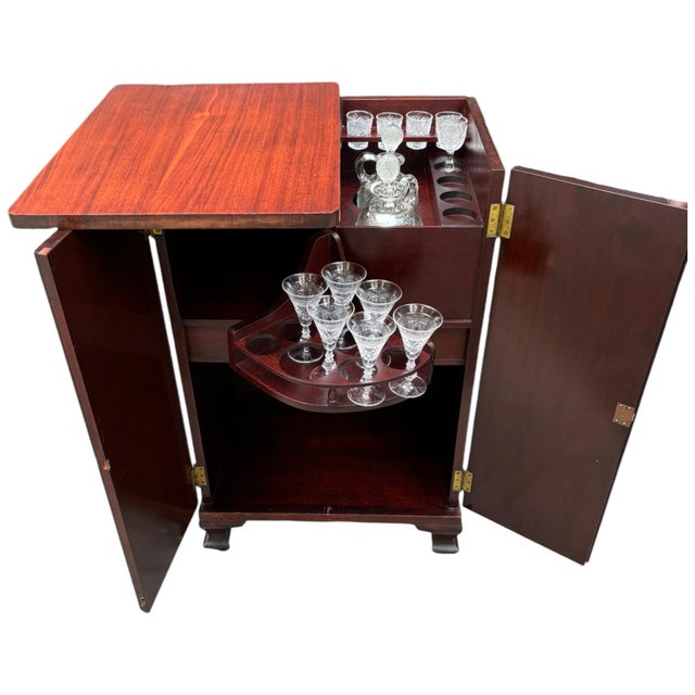 Wood Mid 20th Century Vintage Mahogany Swivel Top Bar Cabinet For Sale - Image 7 of 11