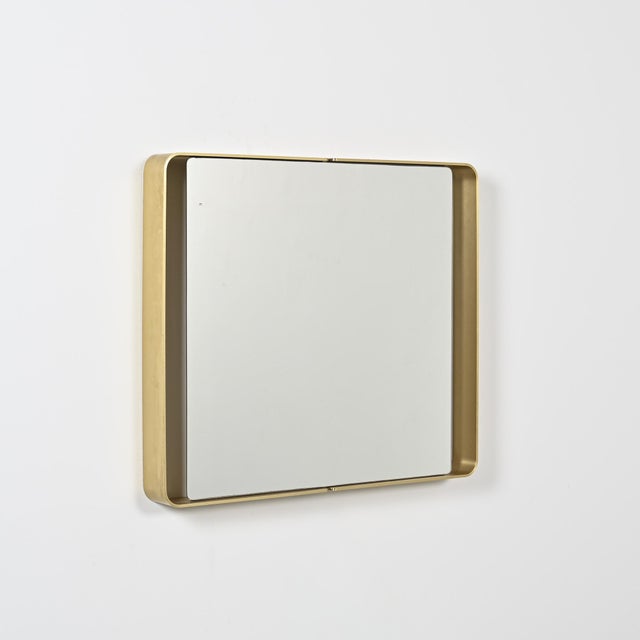 Rectangular Gilt Metal Mirror, 1970s For Sale - Image 9 of 11