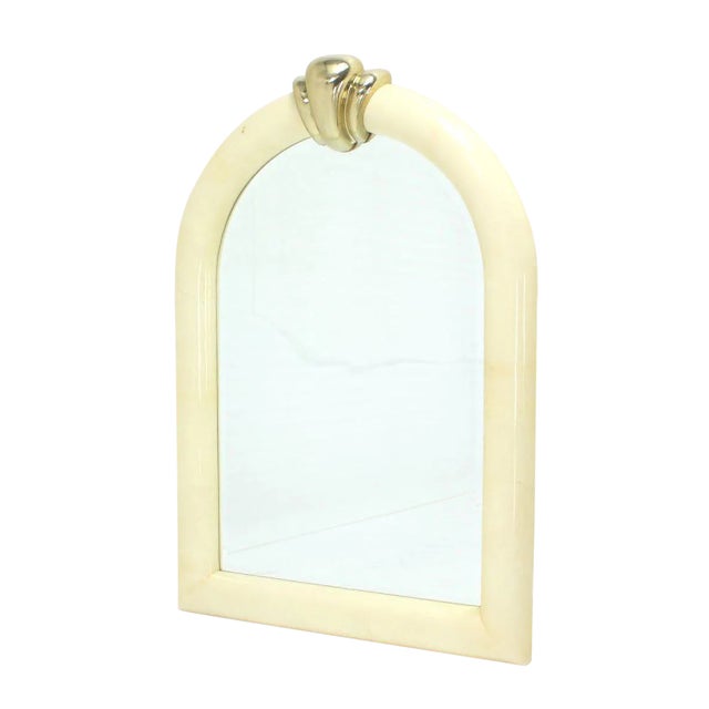 Glass Arch Dome Shape Goatskin Wall Mirror For Sale - Image 7 of 7