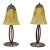 Pair of E. Gauthier & Daum French Art Deco Lamps 1920s - Yellow Mottled Glass & Iron For Sale