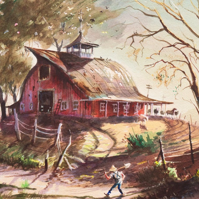 Signed on old frame backing, 'La Vere Hutchings' and titled 'Early Snow'. LaVere Hutchings had a degree in art and during...