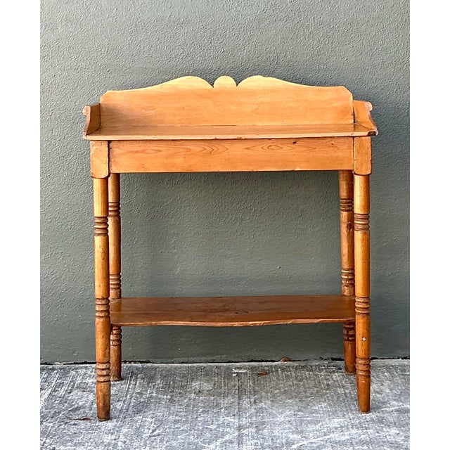Wood Vintage Turned Wood Pine Sideboard For Sale - Image 7 of 12