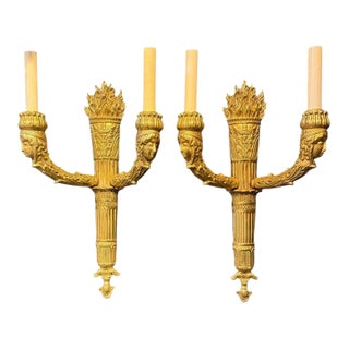 1900 French Empire Gilt Bronze Sconces - a Pair For Sale