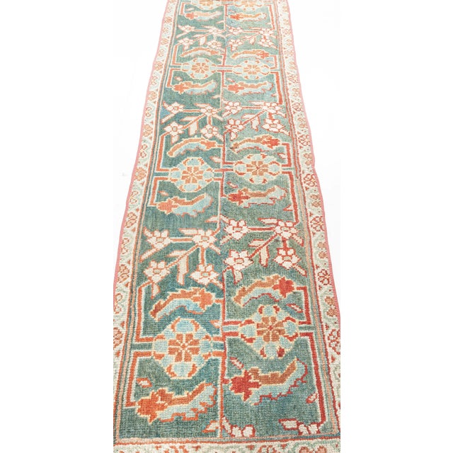 Vintage Turkish Oushak Fragment Runner Rug Size: 2'2" × 8'5" (66 × 256 cm) A captivating vintage Turkish Oushak runner,...