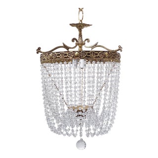 Vintage Italian Brass Basket Chandelier For Sale