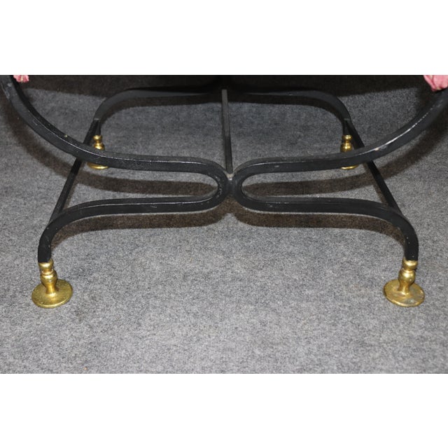 Pair of Italian Made Brass and Steel Savonarola Armchairs C. 1940 For Sale - Image 4 of 5