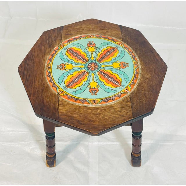 1920s California Spanish Revival Tile Top Octagonal Side Table For Sale - Image 4 of 9
