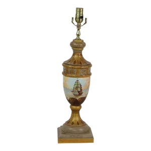 Vintage Hand Painted Nautical Pattern Desk Lamp