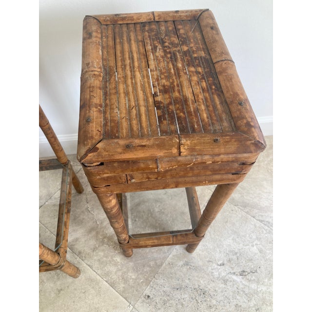 Wood Tortoise Bamboo 19th Century Small Side Table - A Pair For Sale - Image 7 of 13