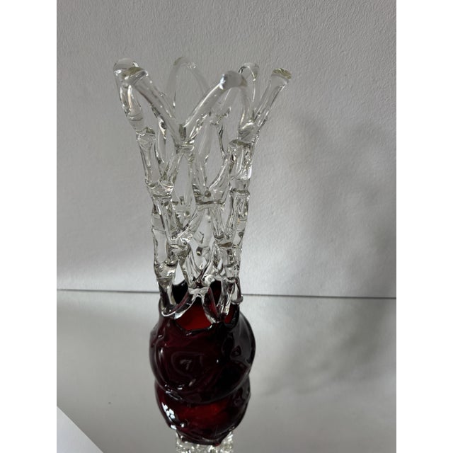 Striking sculptural art glass vase produced by Katarínska Huta, Czechoslovakia, dating from the mid- to late-20th century....
