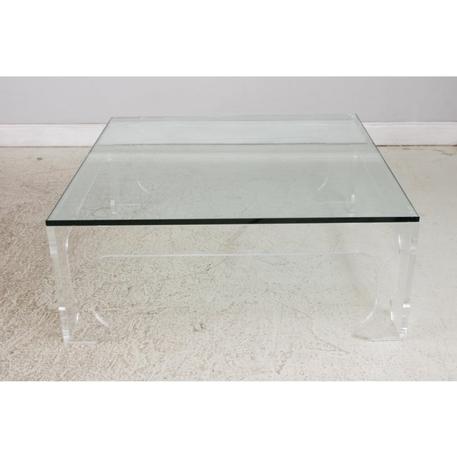 Age: Approx. 40 Years Old Details: Modern Design Lucite Base Thick Glass Top Condition: Minor Light Signs Of Age Subtle...