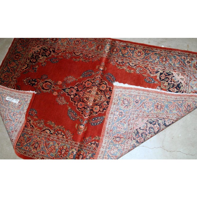 Bright Pink 1910s, Handmade Antique Persian Sarouk Rug 3.4' X 5.3' For Sale - Image 8 of 8