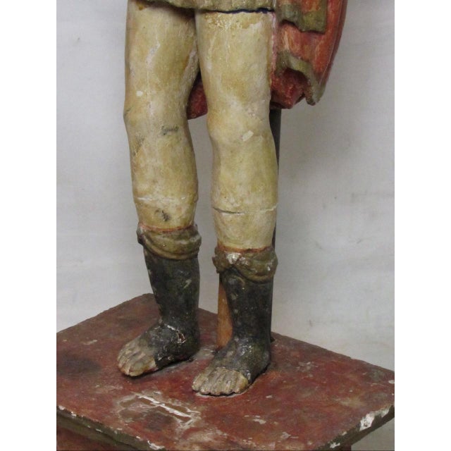 Brick Red 18th/19th Century Spanish Colonial Santo Figure Lamp For Sale - Image 8 of 18
