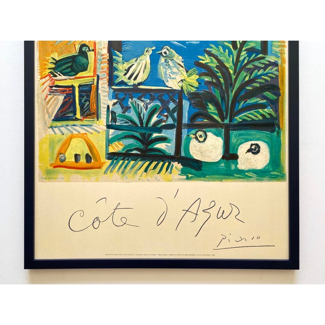 French Pablo Picasso Vintage 1962 " Cote d'Azure " Mourlot Fine Art Lithograph Print Large Framed Landmark French Travel Poster For Sale - Image 3 of 12