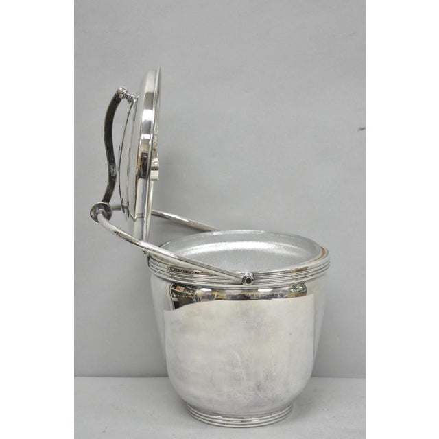 Mid 20th Century Mid Century Modern Sheffield Silver Plated Reticulating Hinge Ice Bucket W Tongs For Sale - Image 10 of 15