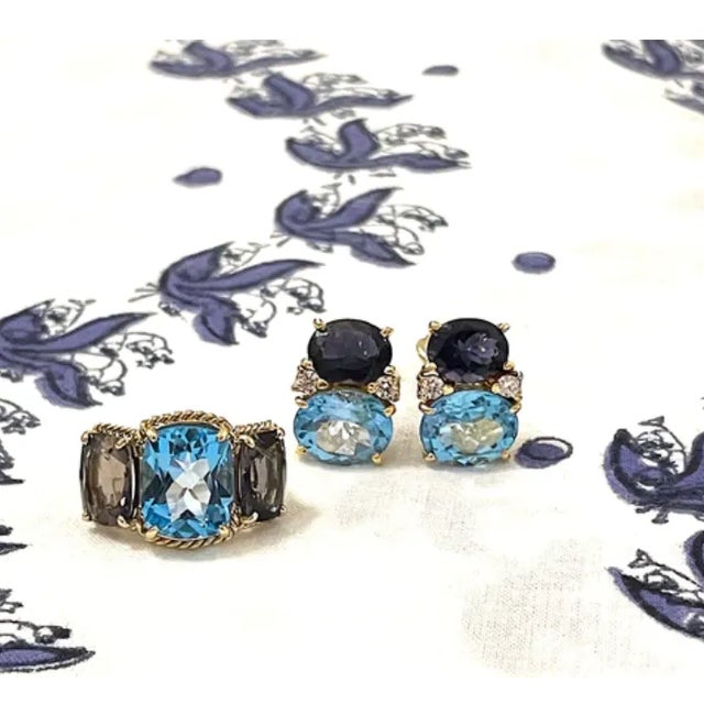 Christina Addison Pink Topaz and Garnet Ring With Gold Rope Twist Border For Sale - Image 12 of 12