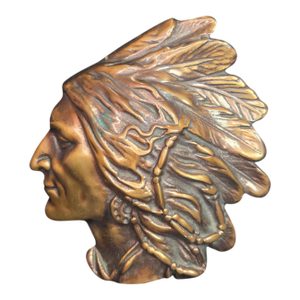 Antique Bronze Plaque of a Native American Warrior
