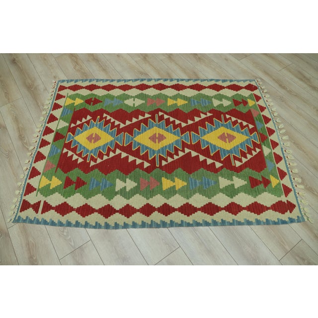 Traditional 1970s Turkish Boho Style Red Oushak Handmade Kilim Rug For Sale - Image 3 of 9