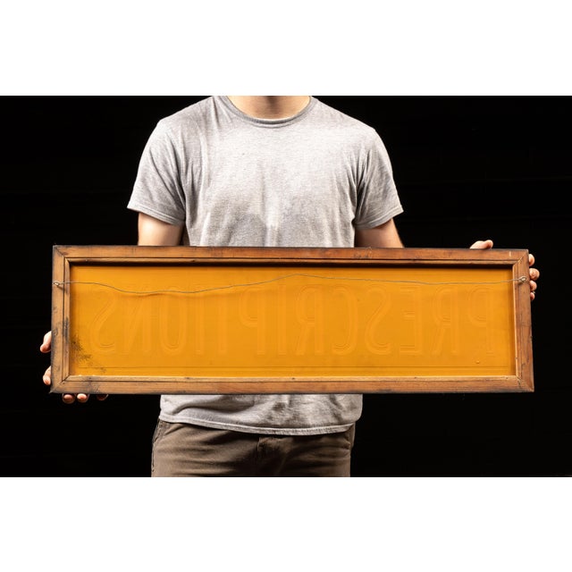 Early 20th Century Early 20th Century Reverse Painted Glass Prescriptions Pharmacy Sign For Sale - Image 5 of 5
