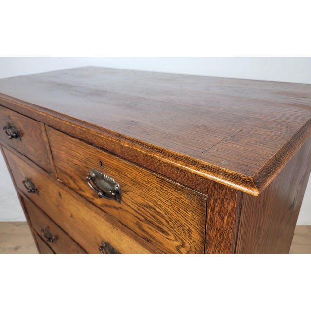 Wood Edwardian Drop Handle Chest of 2 Drawers in Oak, 1910s For Sale - Image 7 of 18
