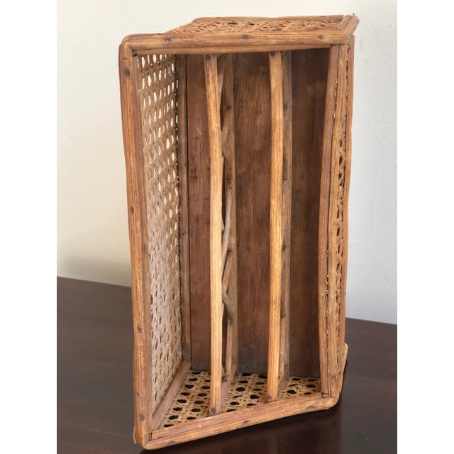 Vintage Mid-20th Century Wood & Cane Desk Organizer For Sale - Image 11 of 12