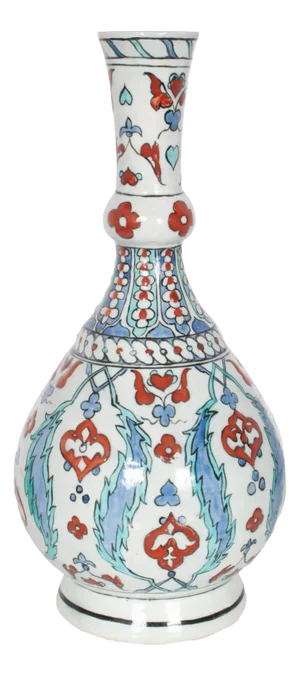 Antique 18th Century Ottoman Islamic Iznik Kutahya Pottery Bottle Vase Surahi Circa 1720