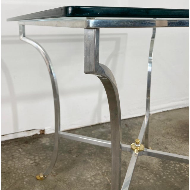 Vintage NeoClassical Maison Jansen Style Steel and Brass Hoofed Table For Sale In Kansas City - Image 6 of 8