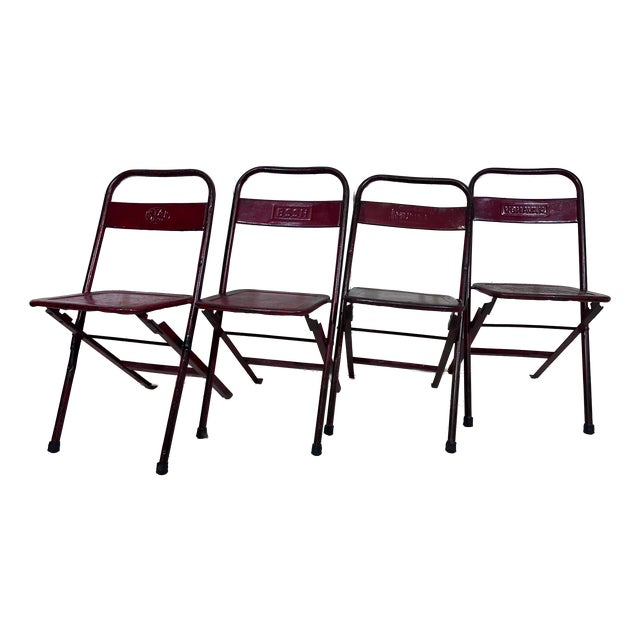 Military Folding Chairs, Europe, 1940s, Set of 4 For Sale