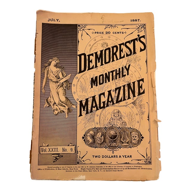 July 1887 Demorest’s Monthly Magazine Antique Fashion and Decor For Sale