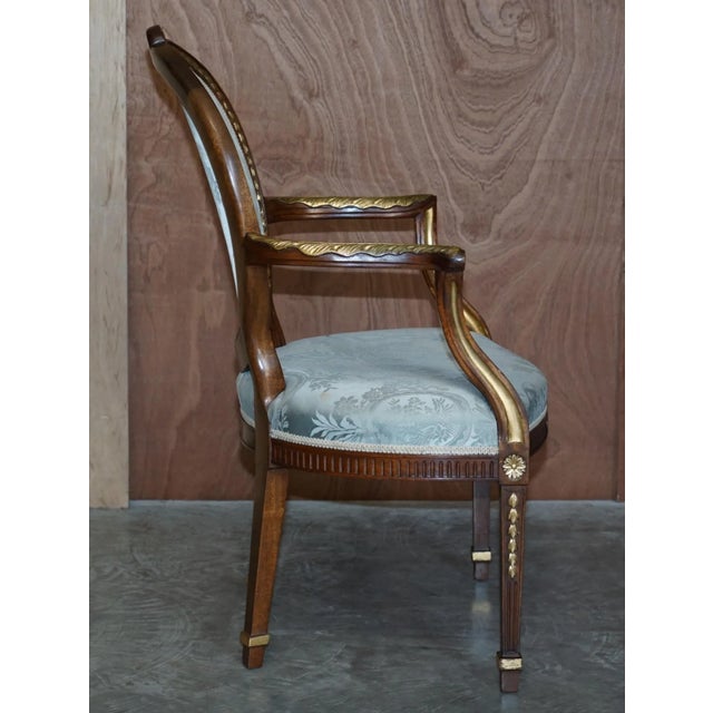 George Hepplewhite Style Hardwood Giltwood Armchair, 1900s For Sale - Image 14 of 18