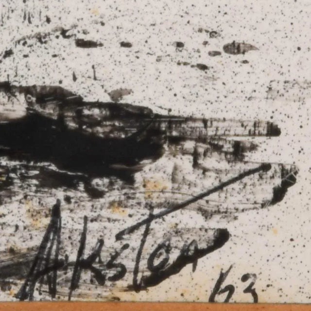 Framed Signed Akston "Puzzled" Oil on Paper For Sale - Image 4 of 10