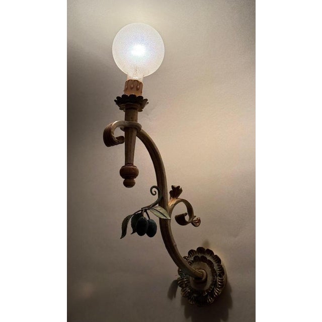 Large Hand-Forged Country House Wall Lamps with Apple, Chery and Grapes, 1970s, Set of 3 For Sale - Image 14 of 16