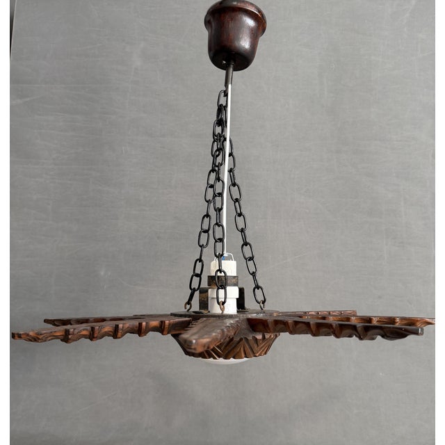 Brown Vintage Spanish Colonial Starburst Ceiling Lamp, 1940s For Sale - Image 8 of 10