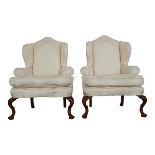 Vintage Fairfield White Wing Back Chairs (Set of 2) For Sale