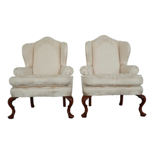 Vintage Fairfield White Wing Back Chairs (Set of 2)