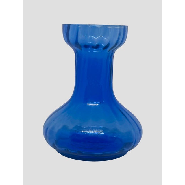 Vintage Cobalt Blue Hour-Glass 5 5/8” Hyacinth Forcing Vase For Sale In Washington DC - Image 6 of 12