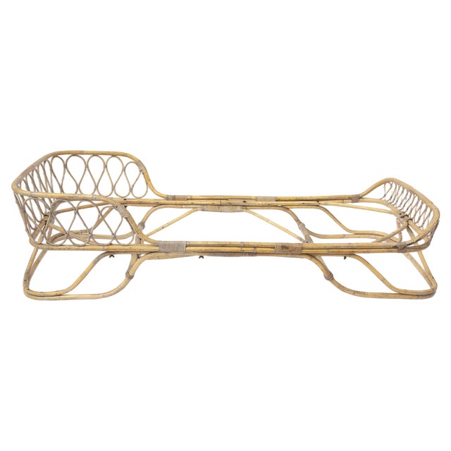 Rattan Single Bed in Bamboo and Wicker attributed to Gio Ponti, Italy, 1950s For Sale