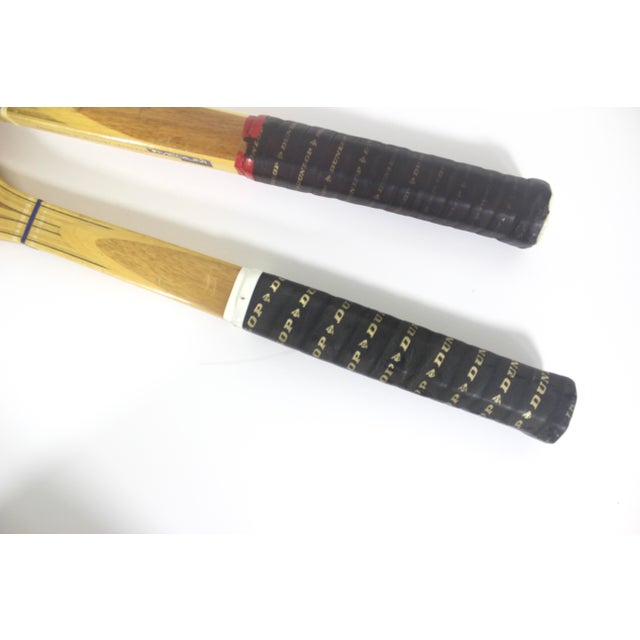 Cabin Curated Set of Antique Sport Tennis Rackets for Designer Decorating Wood Racquet Set of Two Sports Equipment Memorabilia For Sale - Image 3 of 8