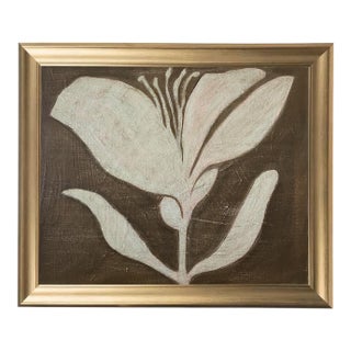 Original Framed Acrylic Botanical Painting, Organic Boho Art Floral Wall Art by Tatiana Duperault For Sale