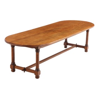 Unusual French Oak Oblong Dining Table, C. 1950 For Sale