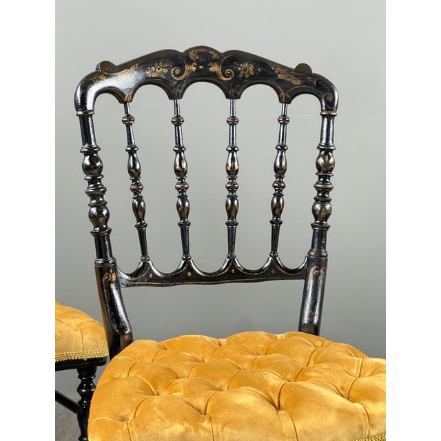 Wood 19th Century Napoleon III Chairs in Blackened Wood, Set of 4 For Sale - Image 7 of 12