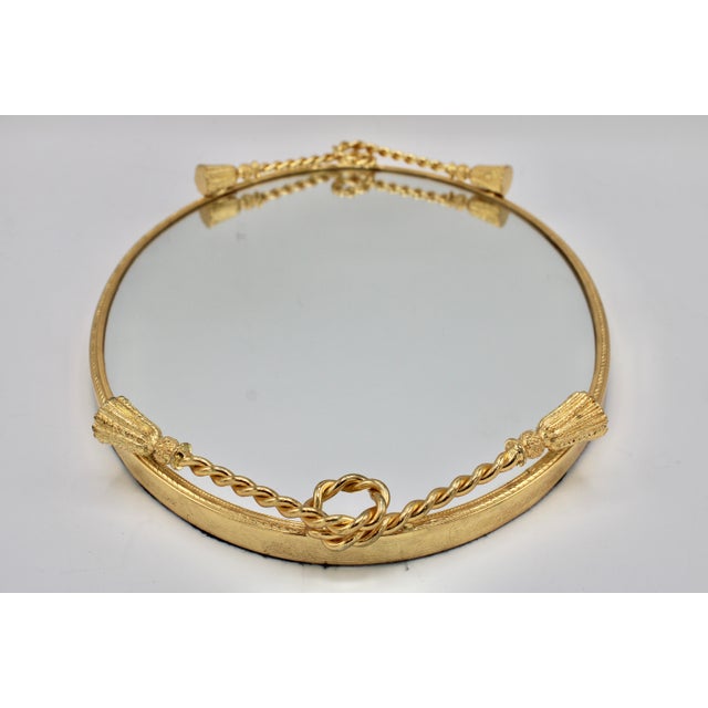 French Vintage French Mirrored Tray With Rope Handles For Sale - Image 3 of 8