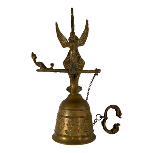 Vintage Brass Church Monastery Angel and Dragon Wall Hanging Bell