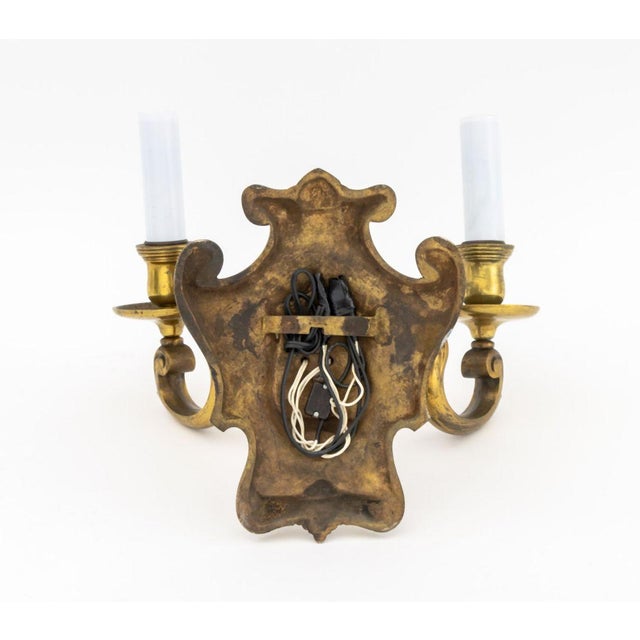 Metal French Neoclassical Style Bronze Two-Branch Sconce For Sale - Image 7 of 7