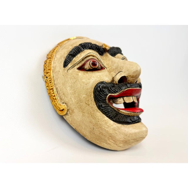 Yogyakarta Javanese Hand Painted Carved Mask, Indonesia, 1900s For Sale - Image 3 of 13