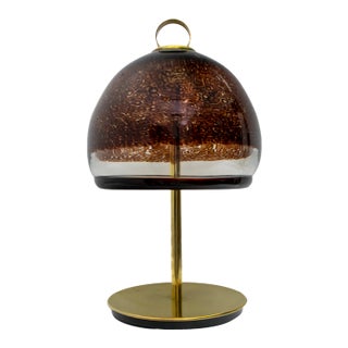 Mid-Century Italian Murano Glass and Brass Table Lamp from Leucos, 1970s For Sale