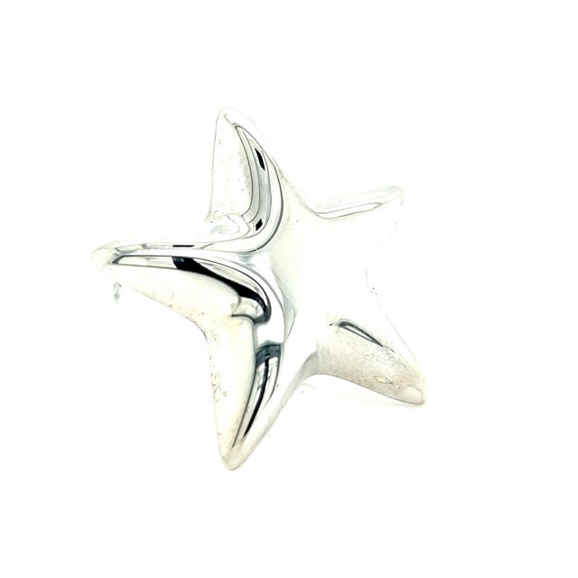 1990s Tiffany & Co Estate Puffed Star Brooch Sterling Silver For Sale - Image 11 of 12