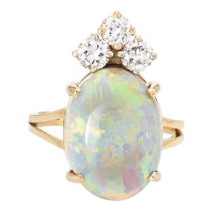 Natural Opal Diamond Ring Vintage 14k Yellow Gold Oval Crown Jewellery size 5.75